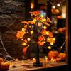 Harvest Festival Party Ornaments Halloween Maple Leaf Artificial Tree Light 12 LED Glowing Eyeballs/Ghost Battery Powered Seasonal Decorative