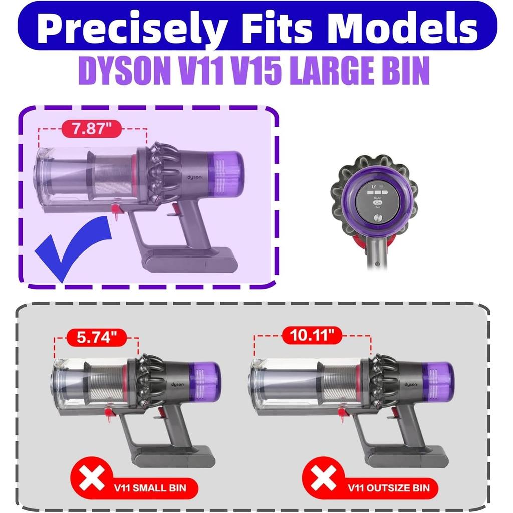 Dust Bin Replacement for Dyson V11 V15 SV14 SV15 SV22 Cordless Vacuum Cleaner, Large Canister| Dust Tank| Dustbin Spares Parts with Hepa Filter