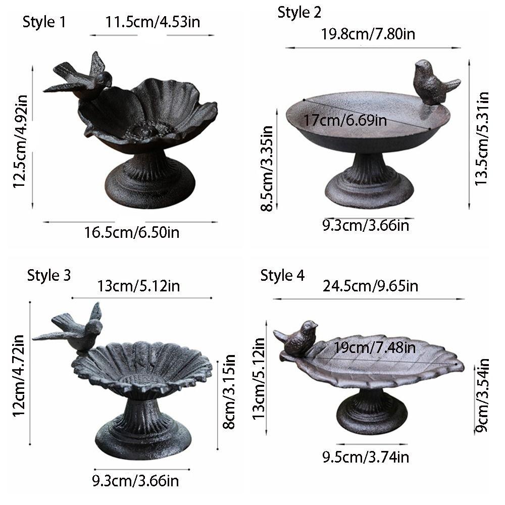 Cast Iron Petal Bird Feeder Basin Nostalgic Bird Food Dispenser Art Statue  Outdoor