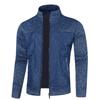 Men's Autumn Jacket Stand Collar Patchwork Slim Fit Zip Up Casual Streetwear Men Coat