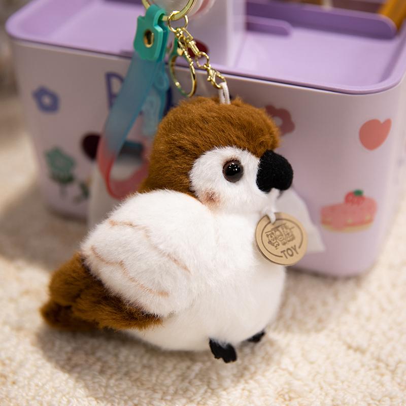 12cm Fun Bird Plush Doll Pentant Clap Ring Stand Shoulder Sparrow Parrot Pelican Raccoon Tree Nest Animal Plush Toy Home Decor