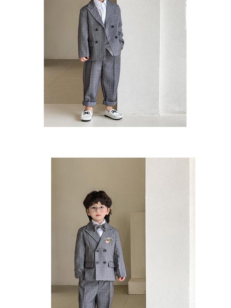 2025 Autumn British Plaid Tuxedo Suit for Kids: Boys' & Girls' Performance Vest Costume