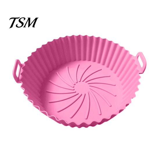 High-temperature Resistant Air Fryer Pan Silicone Liner Round Non-Stick Basket Food-grade Pot Baking with Oil Drain Grooves Accessory for Even