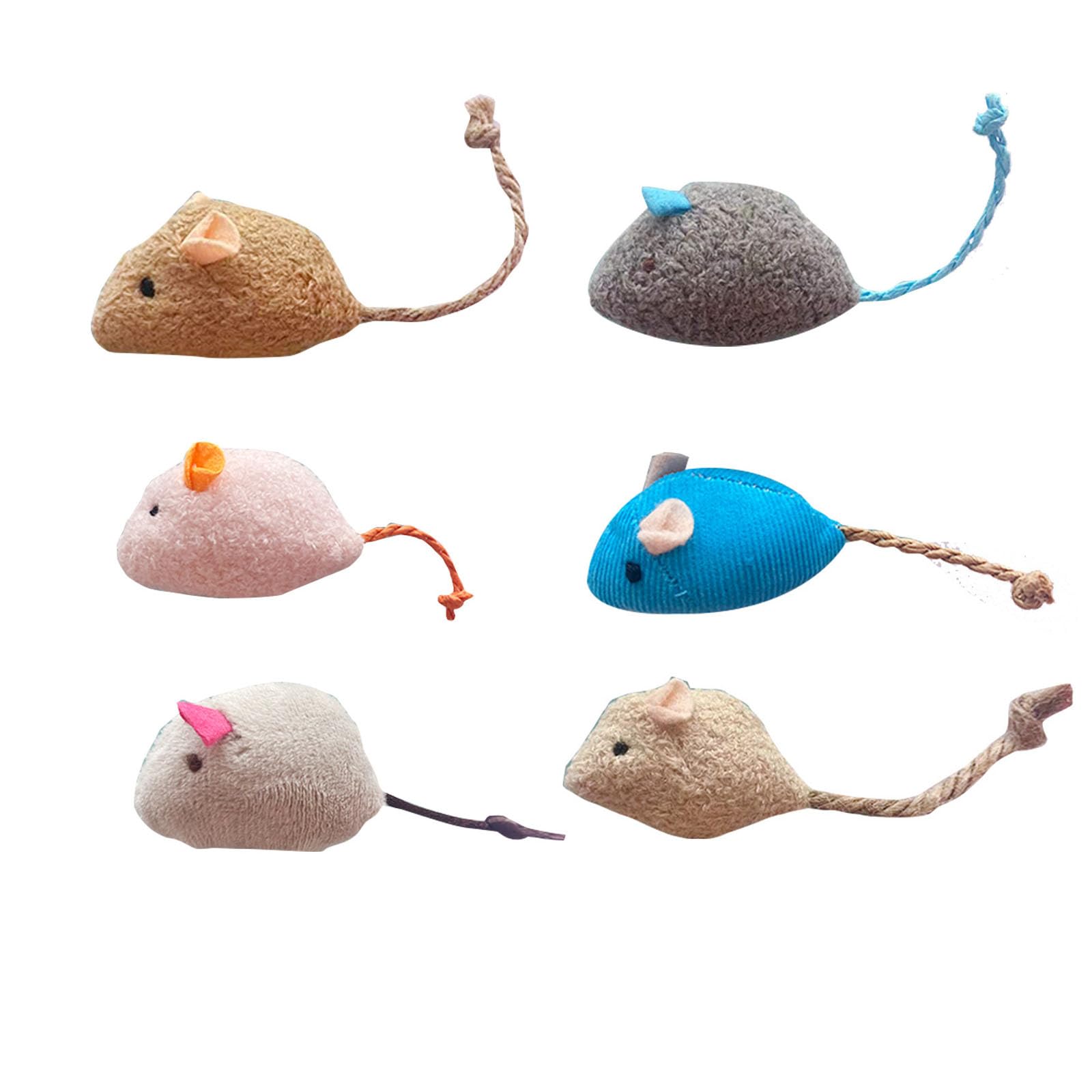 

BRIIKPP Cat Mouse Toys, Chew Toys, Plush Stress Reliever, Pet Supplies, Set of 6