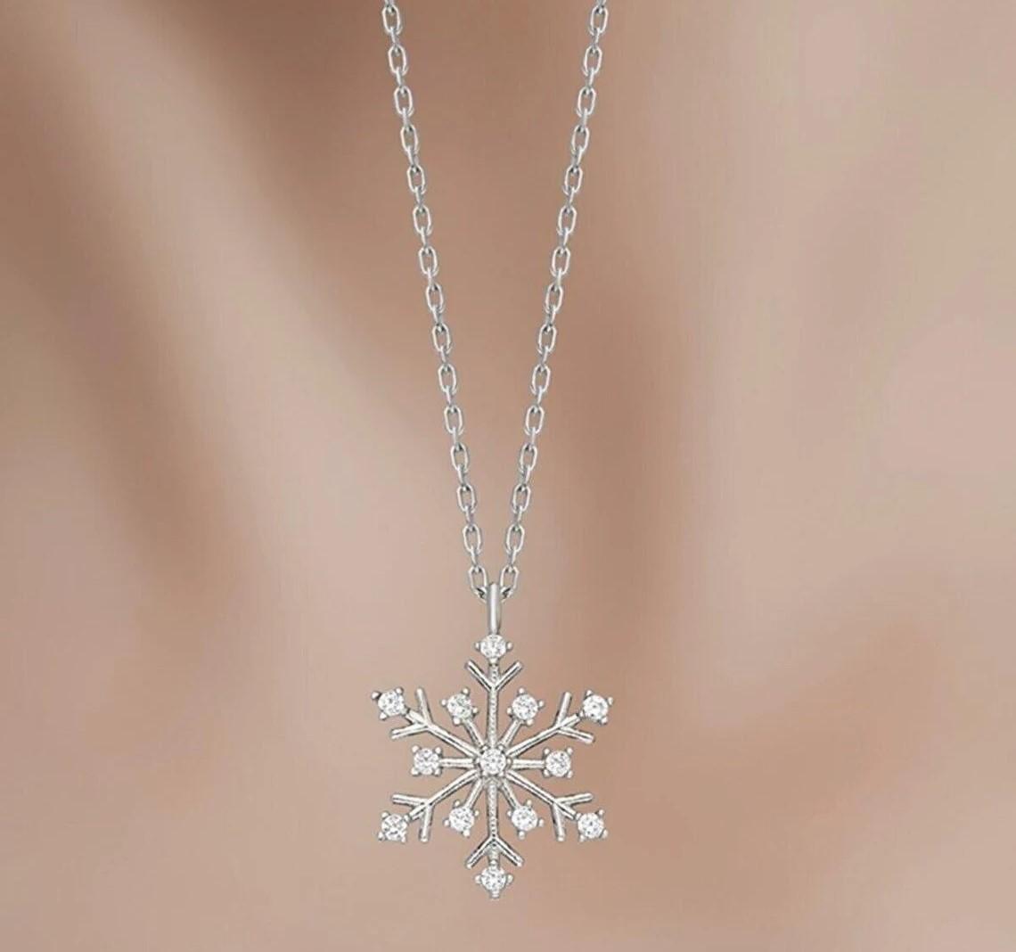 

Ожерелье Снежинка Ожерелье из стерлингового серебра 925 пробы