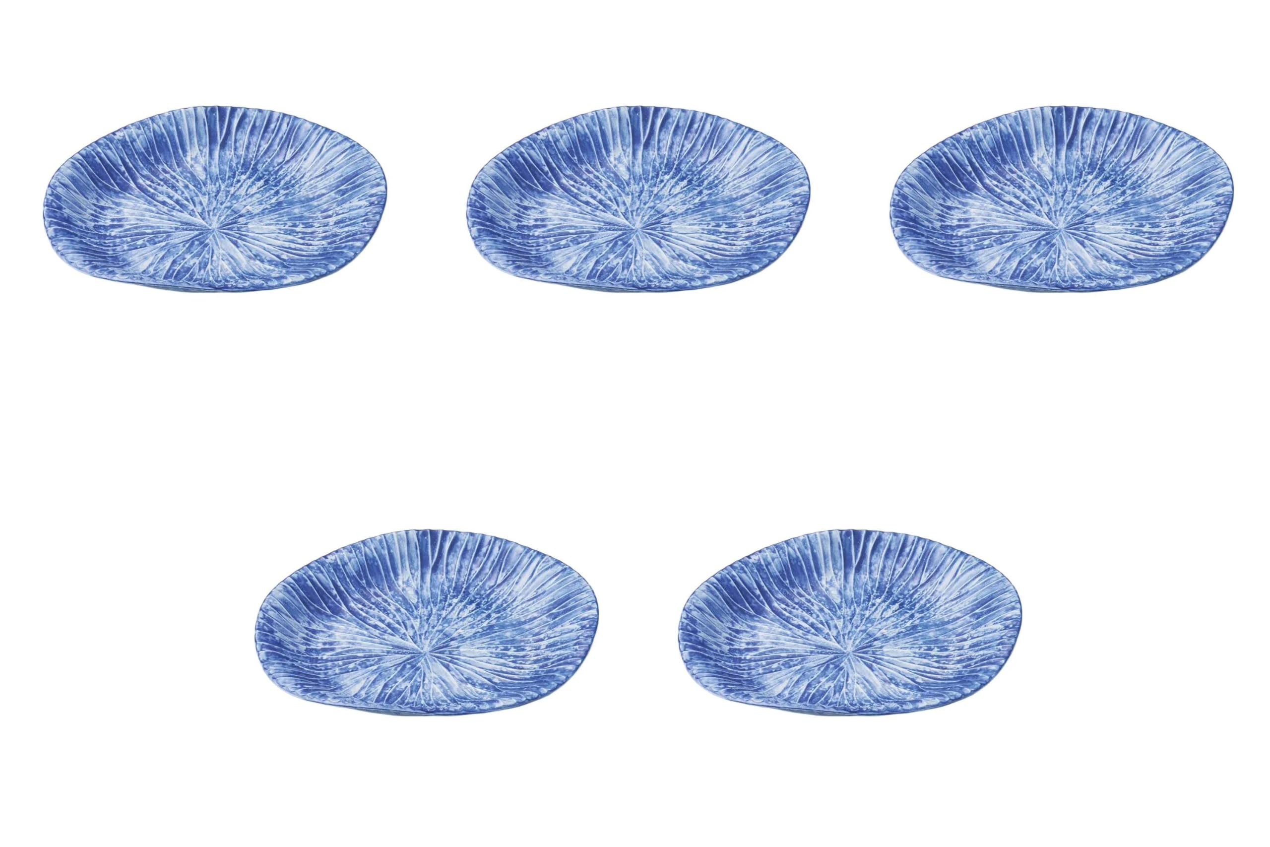 

Set of 5 Indigo Blue Leaf 25cm irregular plate x x Irregular plate Setomonohonpo [25.3 21.5 4cm] (large)