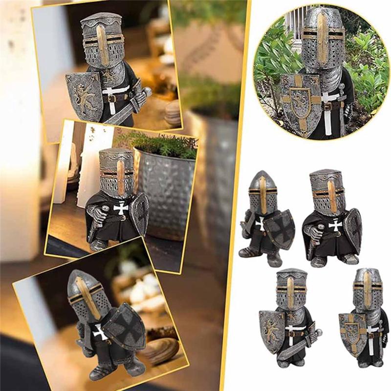 Good-Exquisite Knight Dwarf Guard, Garden Decorations,Knight Gnomes Guard,Garden Statue Garden-Art Figurines Ornaments B Easy In