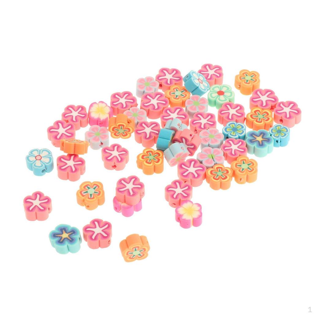 50 Pottery Beads Charms Craft Round Sliced Letter with Hole for Jewelry Making