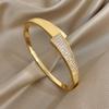 Irregular Rhinestone Splicing Cuff Bangle Bracelets Elegant Gold Plated Copper Geometric Wrist Bracelet Party Jewelry Gifts