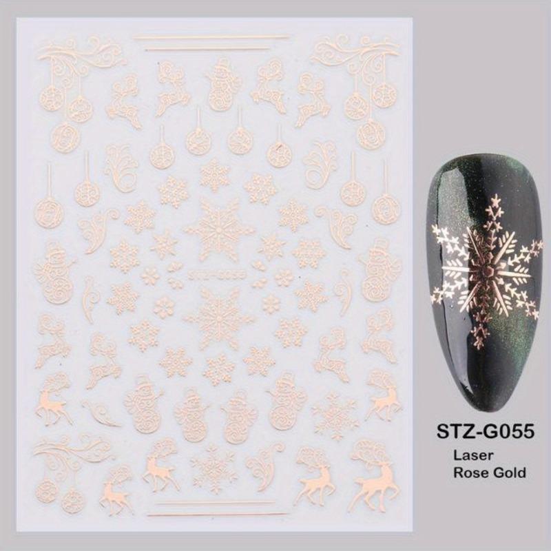 3D Nail Art Sticker Christmas Sticker Nail Rose Gold Glitter Snowflake Applique Nail Manicure Winter