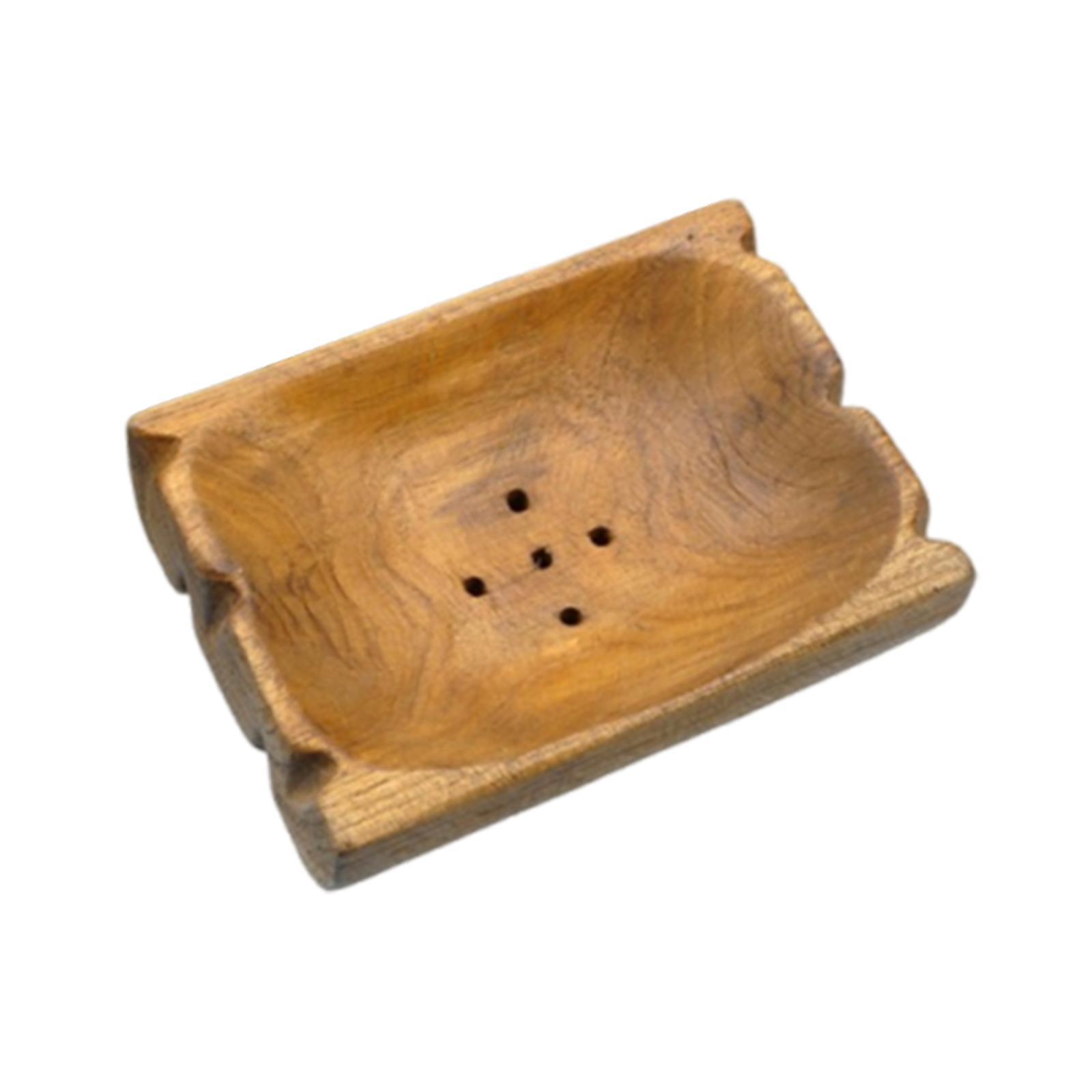 

Wood Soap Dish with Raised Feet Easy to Clean Decorative Rustic with Draining Holes Soap Tray for Kitchen Bathroom Countertop