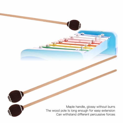 Marimba Mallets, 1 Pair, Lightweight, Easy to Play, Smooth, Sturdy and Durable, Percussion Instrument (Brown Headwood)