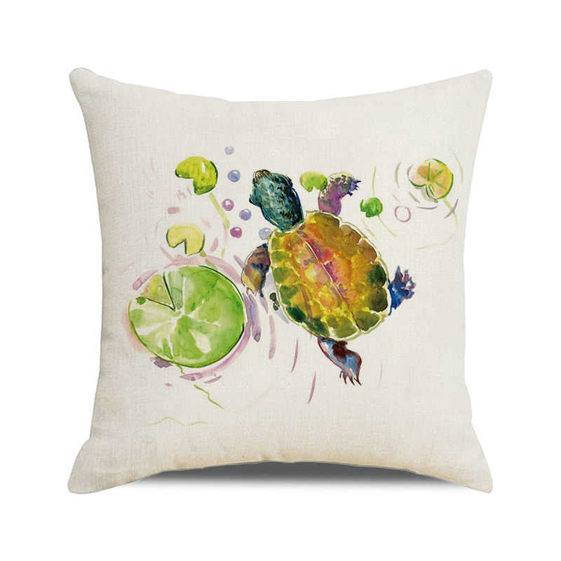 Home Decor Colorful Sea Turtle Watercolor Pillow Covers Pattern Cushion Cover Suitable for Sofa Bedroom Car Pillow Cover