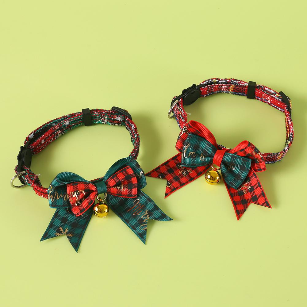 Christmas Cat Bell Collar Adjustable Soft Lucky Charm Vibrant Color Cat Party Costume Kitten Collar Pet Accessory