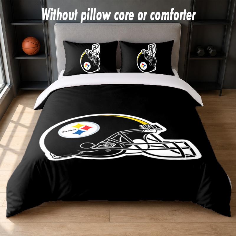 Pittsburgh Steelers Design Bed Bedding Set 1 Duvet Cover + 2 Pillowcases Soft Breathable Household Bed Linens