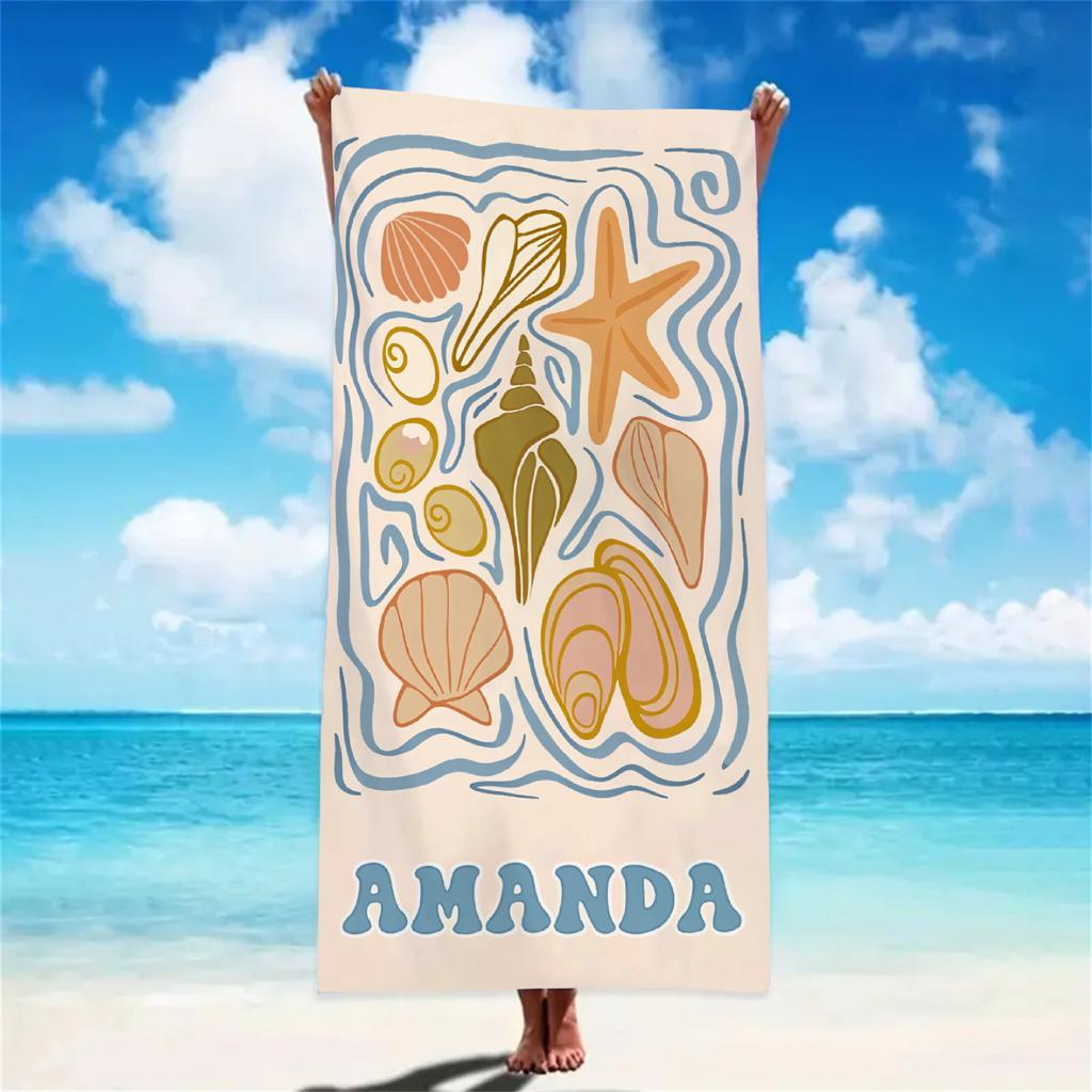 Custom Name Crab Beach Towel 1pc Personalized Lightweight Absorbent Towel for Beach Pool Wholesale Kids Summer Essentials