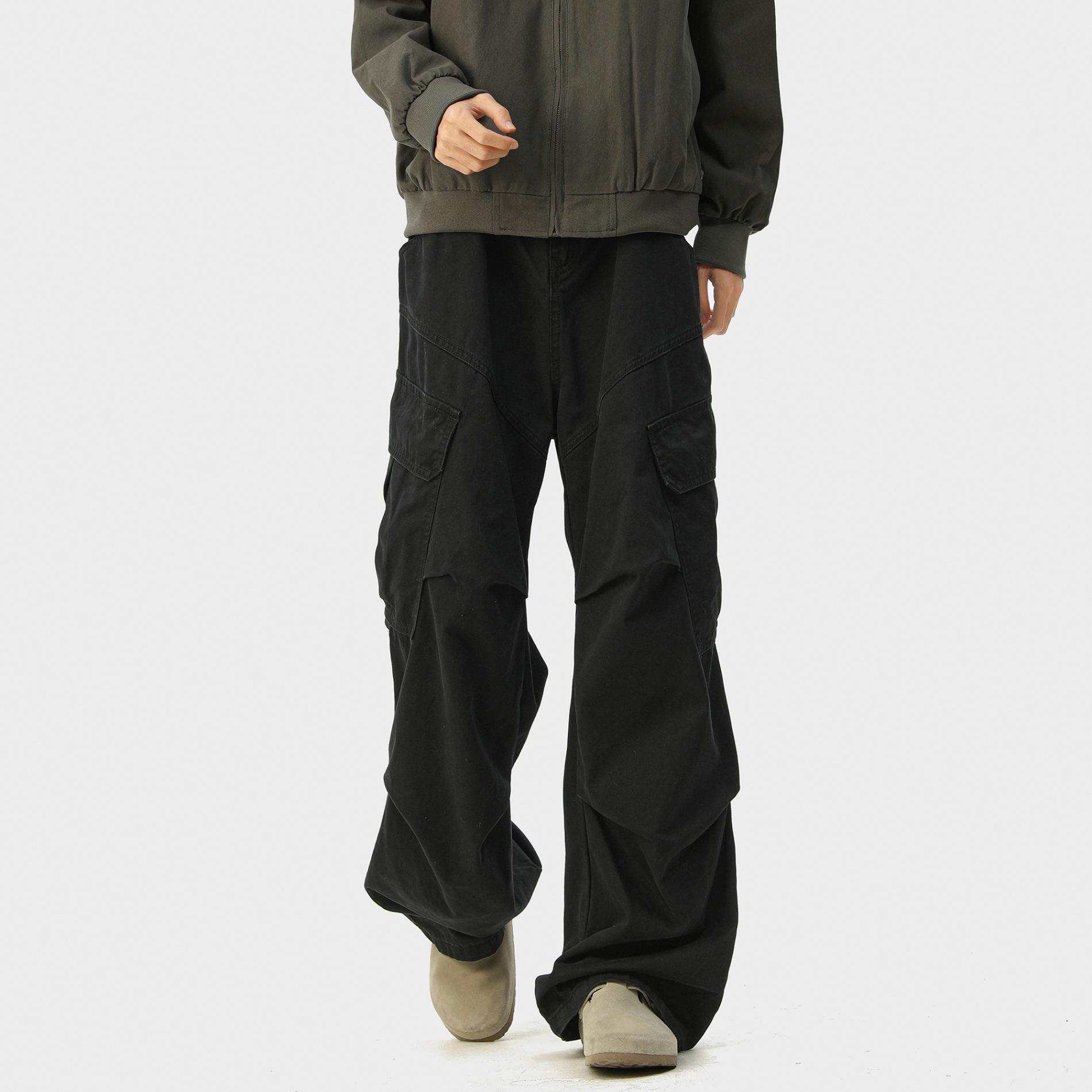 Men S Cargo Pants Loose Straight Wide Leg Casual Trousers American High Street Style M
