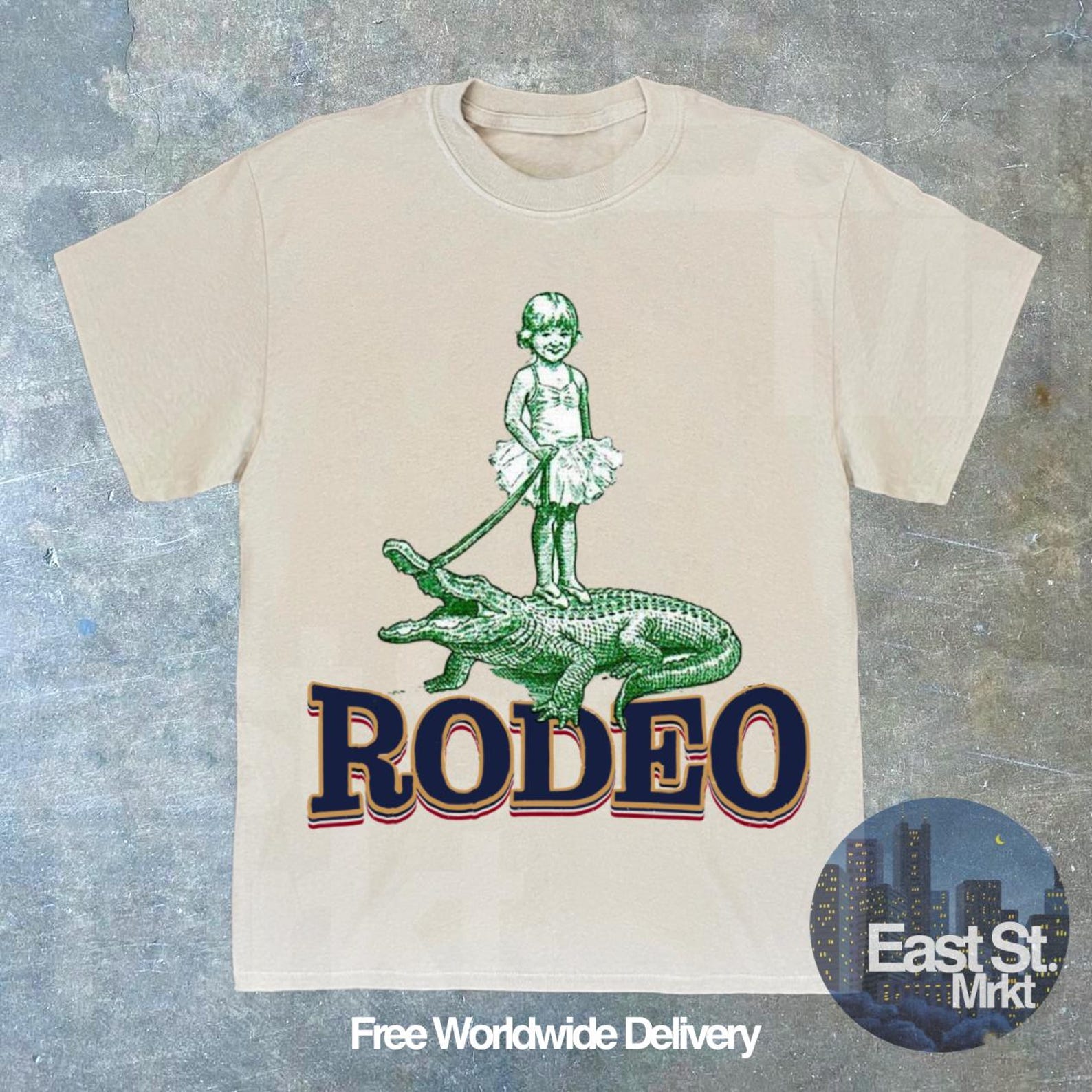 Funny Rodeo Crocodile T-Shirt: Vintage Cowboy Style Tee 4XL