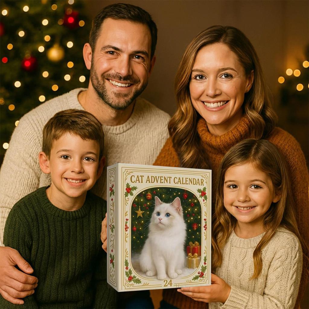 Weihnachts-Adventskalender mit 24 verschiedenen Rassen Acryl Katze Katzenliebhaber Adventskalender 2025 für Katzen Damen & Sammler
