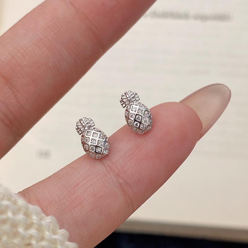

18K Gold Plated Sterling Silver Pineapple Stud Earrings - Trendy & Sweet Fashion for Women 925 Silver