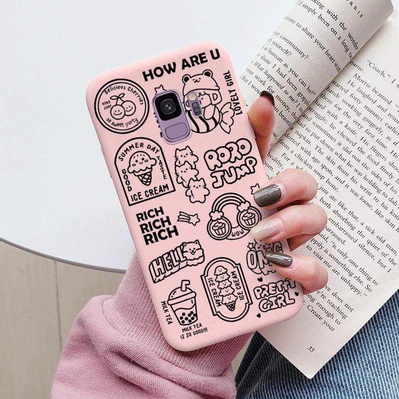 For Samsung Galaxy S9 S 9 Plus Cover Cute Cartoons Heart Cat Soft Silicone Shockproof Phone Case For Samsung S9 S9+ Funda Bumper