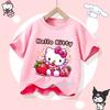 2026 Hello Kitty Summer Tshirt  Cotton ShortSleeved Girls Sportswear with Cartoon Print for Children Aged 112 Years Old