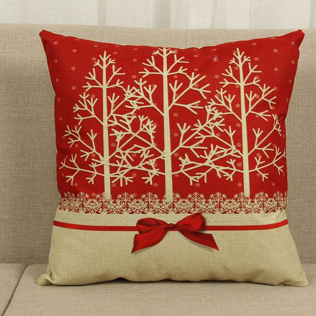 Christmas Cushion Cover Santa Claus Pattern Square Pillow Case Sofa Home Decor