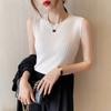 White Bottomed Vest for Women Inside and Summer Outside, Tight Short Small Suspenders, Ice Silk Thin Knitted Sweater, Sleeveless Top.