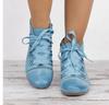 Cross lace-up short women's boots new European and American style round head side zipper kitten and medium heel boots women