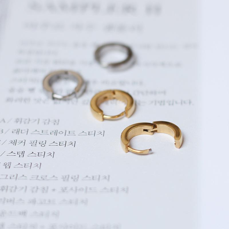 Fenny Waterproof&Non Tarnish Simple Smooth Basic Hoop Earring Trend for Women Stainless Steel Ladies Jewelry золотой