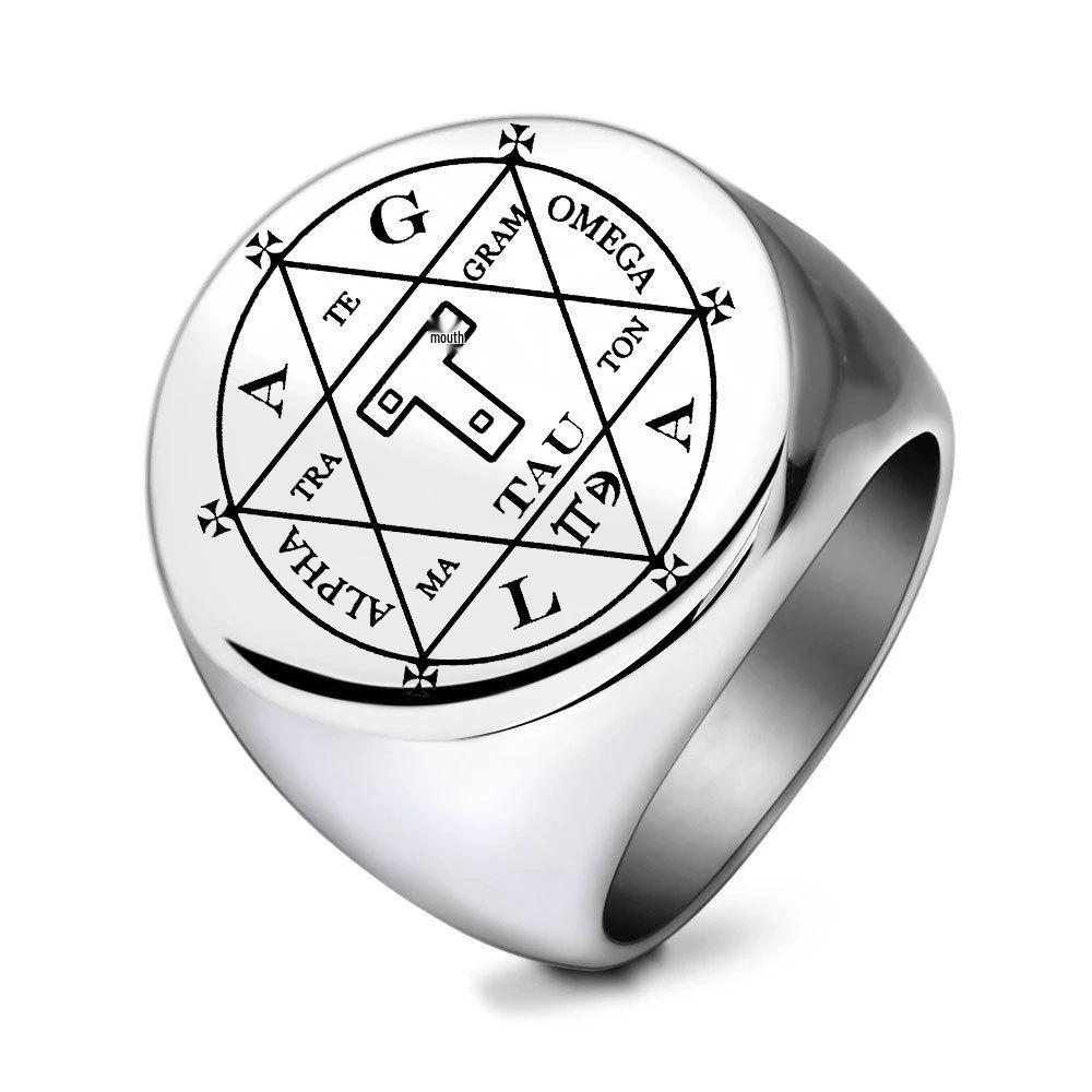 22MM Laser Engraved Slavic Symbol Stainless Steel Ring Size 10