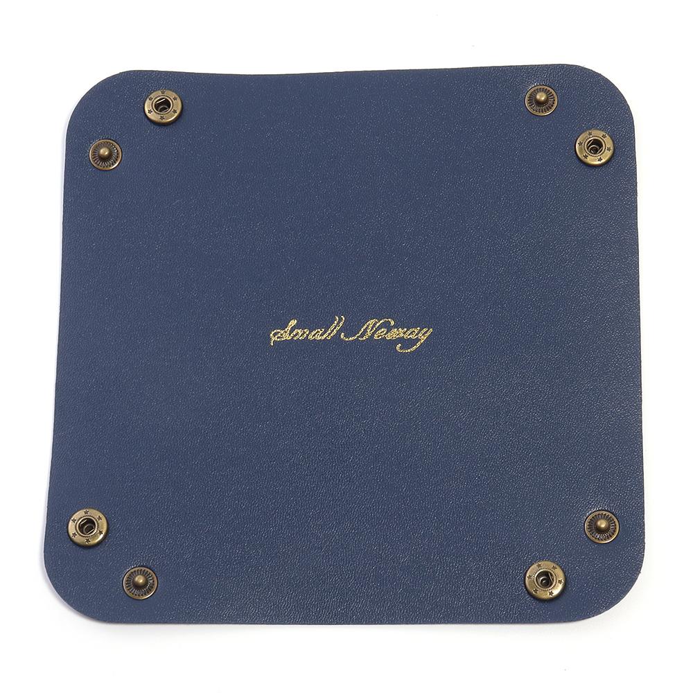 1Pc Nordic PU Leather Storage Box Desktop Storage Tray Folding Jewelry Cosmetics Storage Box for Home Travel Portable PackageBox 15x15cm темно-синий