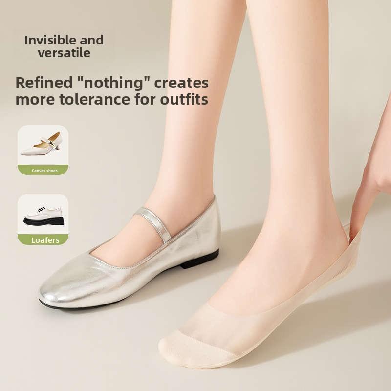 Ice Silk Women's Summer Lightweight Thin-Top Invisible Anti-Slip Non-Slippery Cotton Bottom Stockings