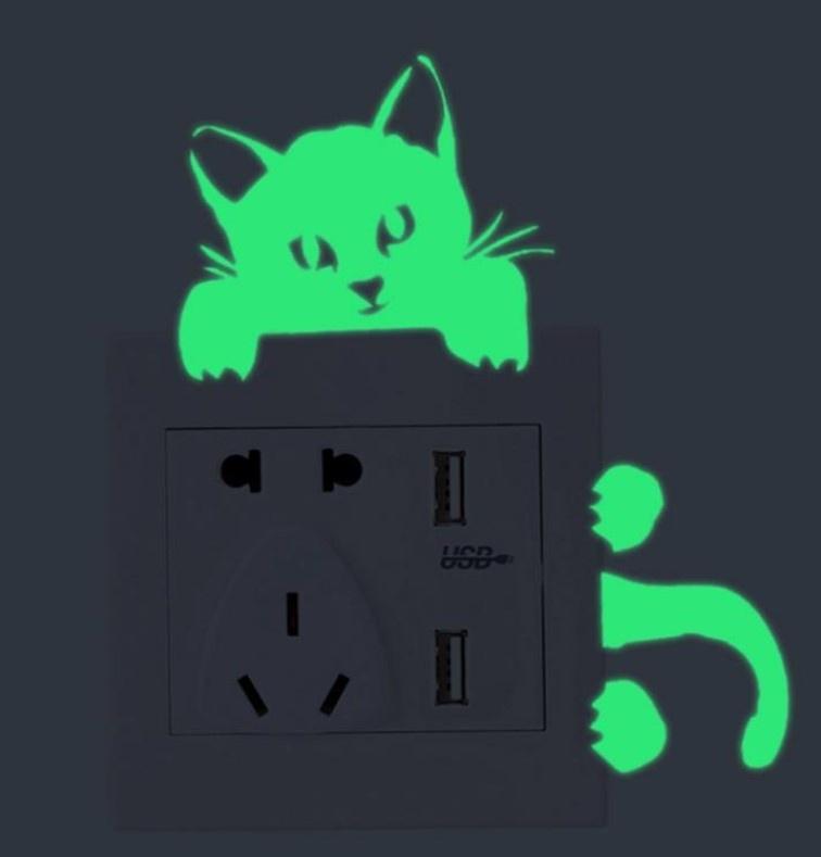 8Pcs/set New Luminous Cartoon Switch Sticker Glow in the Dark  Wall Sticker Decoration Fluorescent C