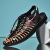 Fashion Summer Men  Women Slippers Weaving Design Beach Sandals Breathable Casual Flat Sandals Outdoor Couples Sandals Size 48