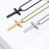 Collana da uomo in acciaio inossidabile a forma di croce - Lunga, ciondolo in titanio lucidato, stile versatile