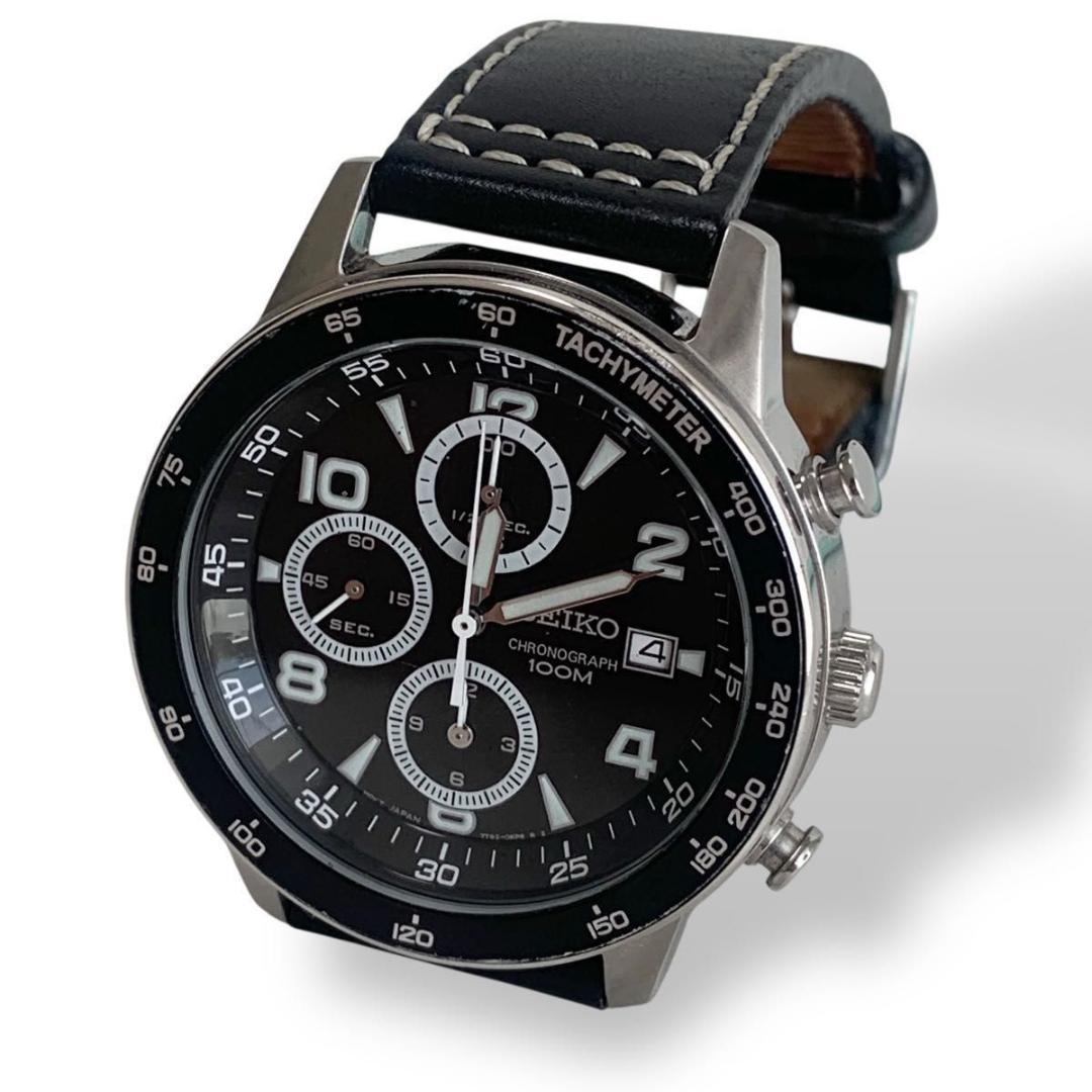 

[USED] Battery-operated Seiko watch, chronograph, Omega, analog quartz, black
