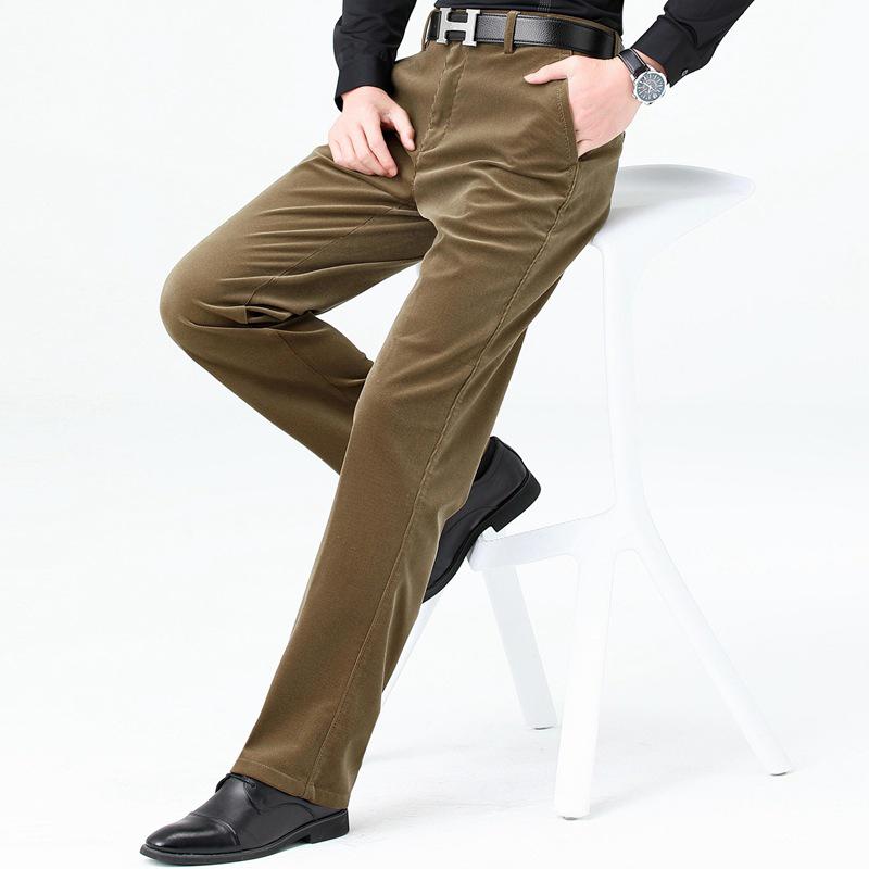 2025 Autumn Men's Corduroy Business Casual Mid-Rise Straight-Leg Pants