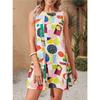 Mini Dress Spring Summer Women Sleeveless Round Neck Geometric Print Flowy Casual Chic Vacation Beach Daily Party Dress