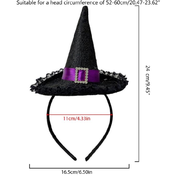 Cute Headband Halloween Specter Sequins Witch Hat Mini Cone Hat Hair Hoop
