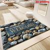 60*90CM 2D Welcome Pebble Design Door Mat - 6mm Thick Rectangular Mat, Non-Slip, Machine Washable Mat, Suitable for Entryway, Living Room, Bathroom