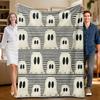 1 Piece Ghost-themed Black and White Flannel Blanket, Soft, Suitable for Sofa, Bed, Office, All-season Use.