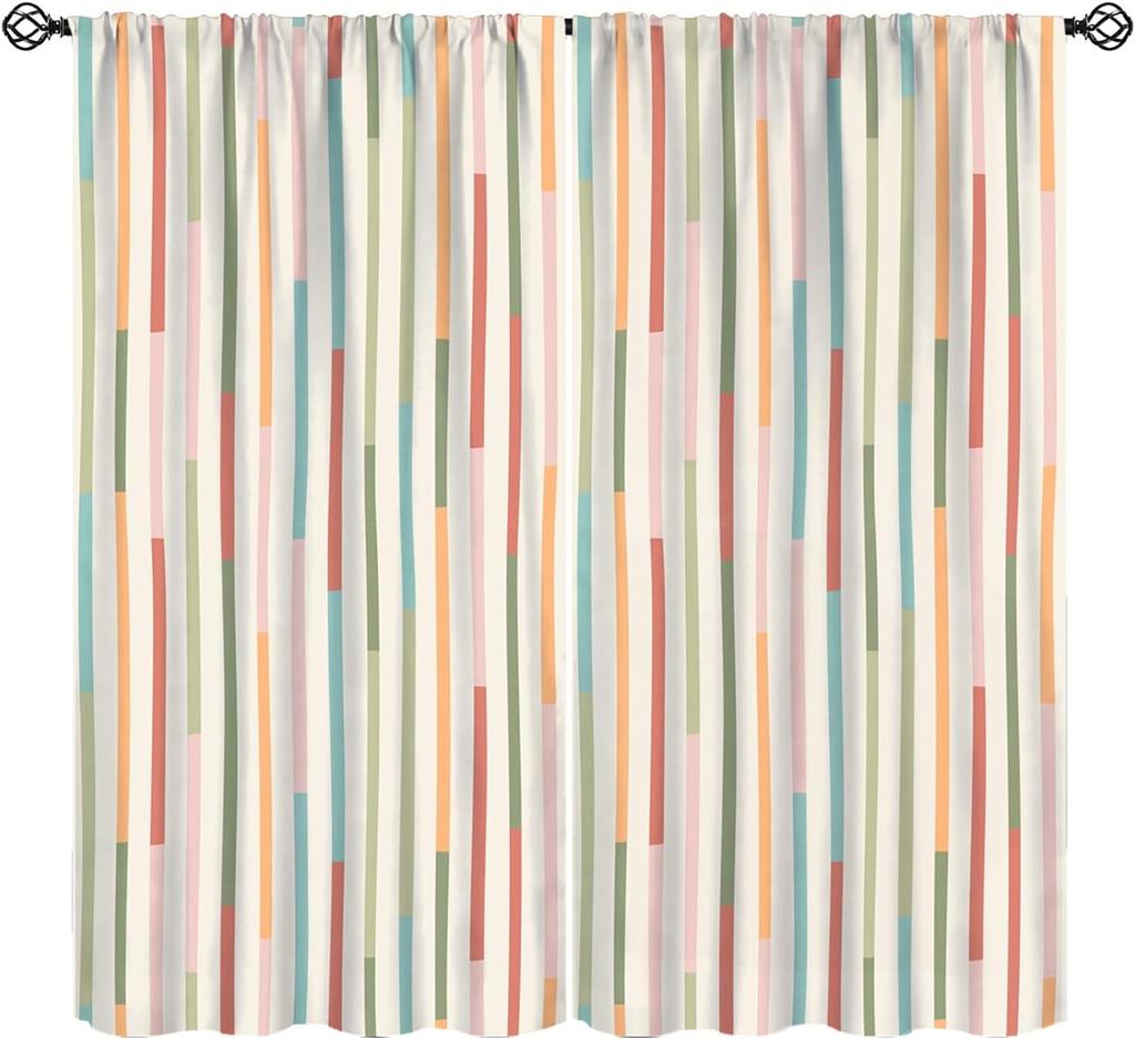Stripe Curtains Red Ribbon Bow Stripes White Pink Background Window Treatments Insulated Drapes Panels Thermal Made Of Polyester