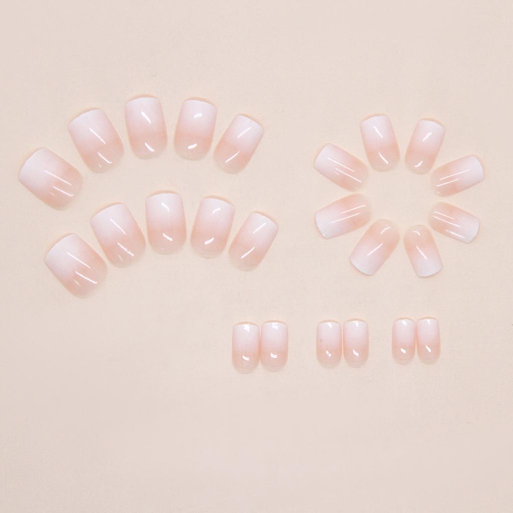 Nude Pink Ice Transparent Gradient Temperament Removable Manicure 24 Pieces Press On Nails