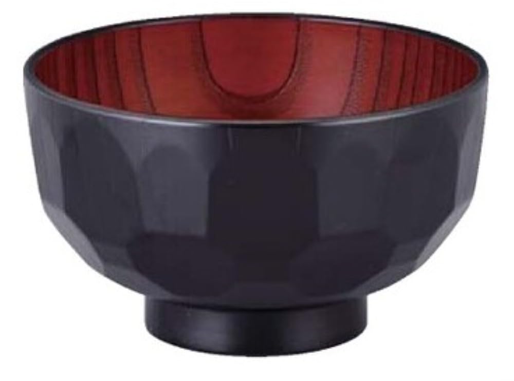 Fukui Craft 110mm tortoiseshell pattern soup 31091390 TA) diameter, wood-grain bowl, black/red print,