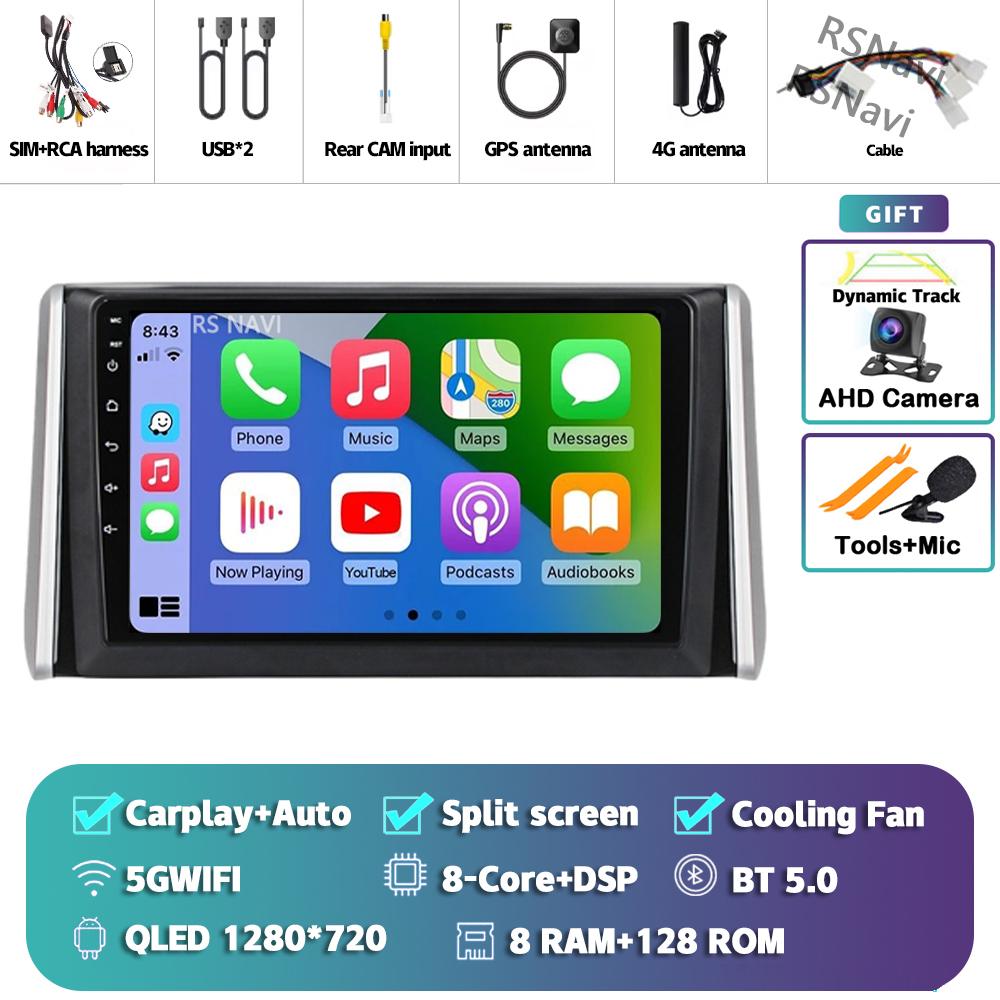 Android 14 Carplay Car Radio For Toyota RAV4 XA50 2018 - 2020 Multimedia Video Player Navigation GPS Stereo 2Din DVD 360 Camera