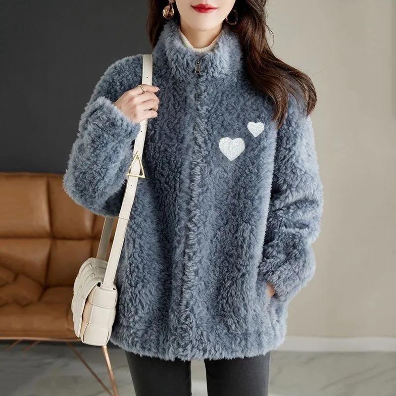 Geometric Embroidered Women's Zipper Pocket Long Sleeve Cardigan Jacket Fashionable Casual Top