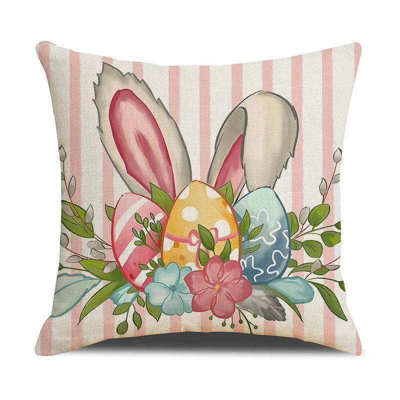 

Пасхальная подушка Счастливый кролик Принт Декоративная квадратная Комбинированная наволочка Универсальная диванная подушка 45 * 45Cm (excluding pillow core)