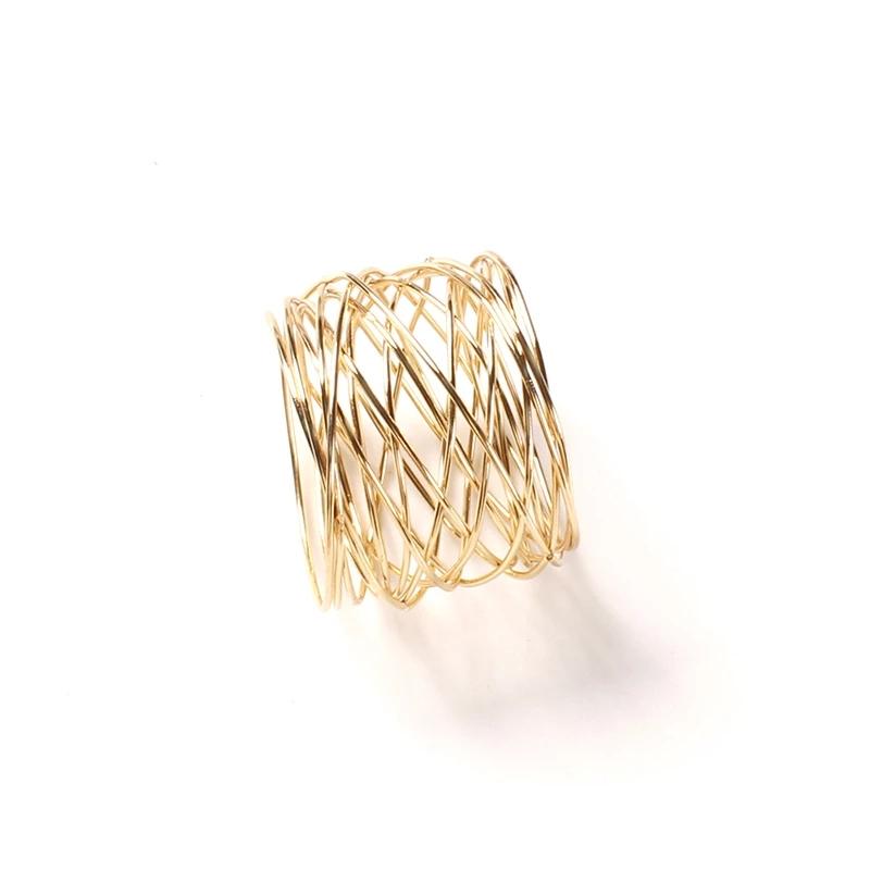 Metal Cross Hollow Sliver Napkin Buckle Wide Round Gold Napkin for Dinner Parties Dining Table Decoration