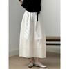 Women's French Style White Midi Skirt, High Waist, Petite A-Line Umbrella Design, Summer 2025 Collection.